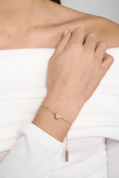 Tutti & Co Pave Heart Bracelet Gold (BR673G)