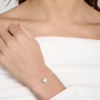 Tutti & Co Pave Heart Bracelet Silver (BR673S)