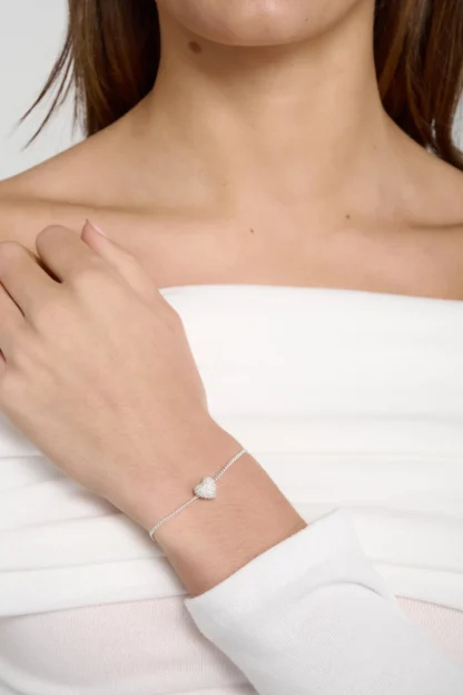 Tutti & Co Pave Heart Bracelet Silver (BR673S)