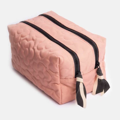 Caroline Gardener Pink Flower Quilt Large Travel Wash Bag