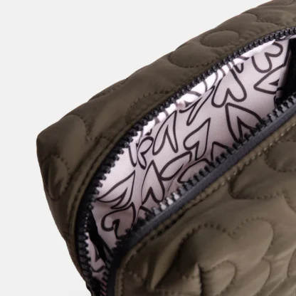 Caroline Gardener Khaki Flower Quilt Cube Cosmetic Bag - Image 2