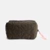 Caroline Gardener Khaki Flower Quilt Cube Cosmetic Bag - Image 3