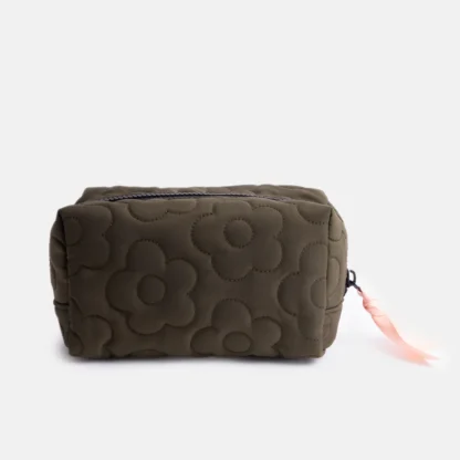 Caroline Gardener Khaki Flower Quilt Cube Cosmetic Bag - Image 3