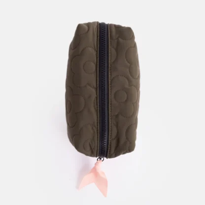 Caroline Gardener Khaki Flower Quilt Cube Cosmetic Bag - Image 4