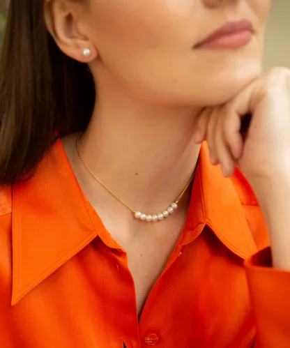 Claudia Bradby Angelina Gold Pearl Choker Necklace