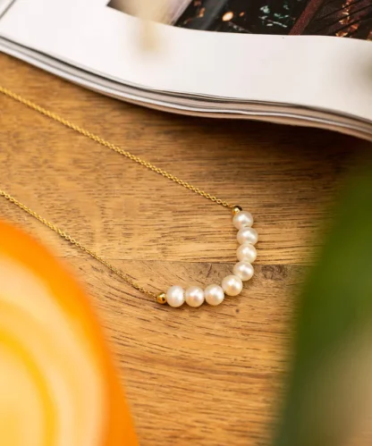 Claudia Bradby Angelina Gold Pearl Choker Necklace - Image 2