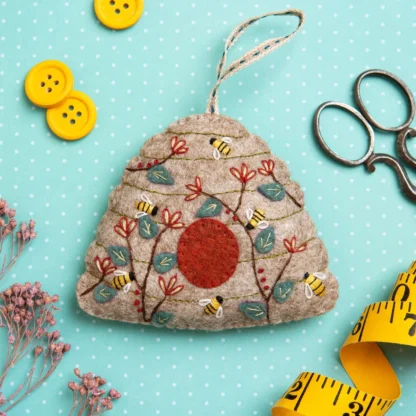 Corinne Lapierre Wool Mix Felt Craft Kit Embroidered Beehive - Image 2