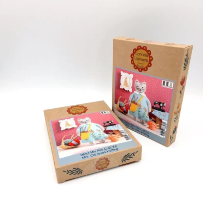 Corinne Lapierre Wool Mix Felt Craft Kit Mrs Cat Loves Knitting - Image 2