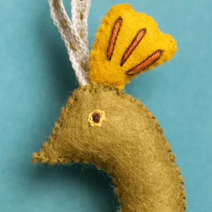 Corinne Lapierre Wool Mix Felt Craft Kit Folk Embroidered Peacock - Image 3