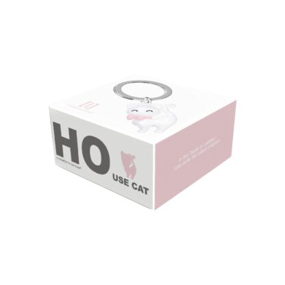 Metalmorphose - White Cat with Pink Silicone Bow Keyring - Image 4