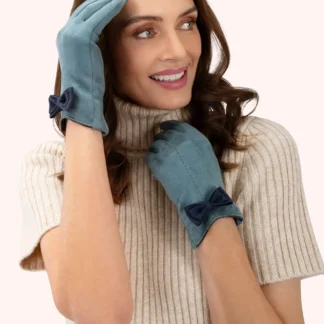 Powder Adalyn Faux Suede Gloves Ice/Navy