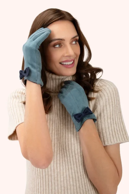 Powder Adalyn Faux Suede Gloves Ice/Navy