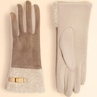 Powder Audrey Faux Suede Gloves Stone