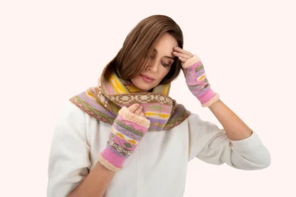 Powder Kayla Fair Isle Wrist Warmers Pastel - Image 4