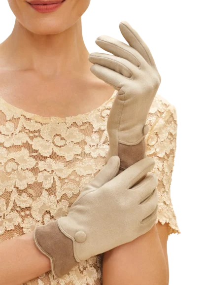 Powder Audrey Faux Suede Gloves Stone