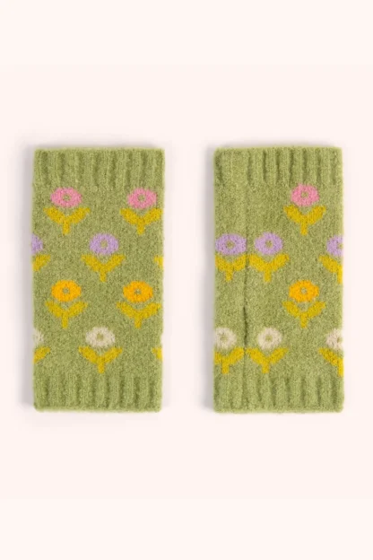 Powder Willow Ditsy Wrist Warmers Sage - Image 3
