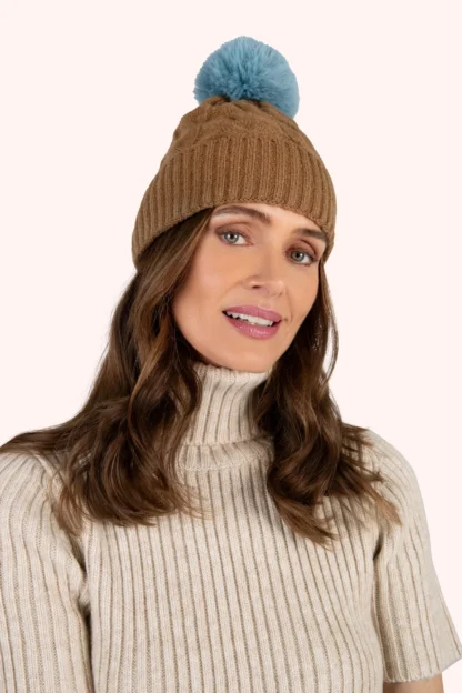 Powder Elise Bobble Hat Chocolate/Ice - Image 2