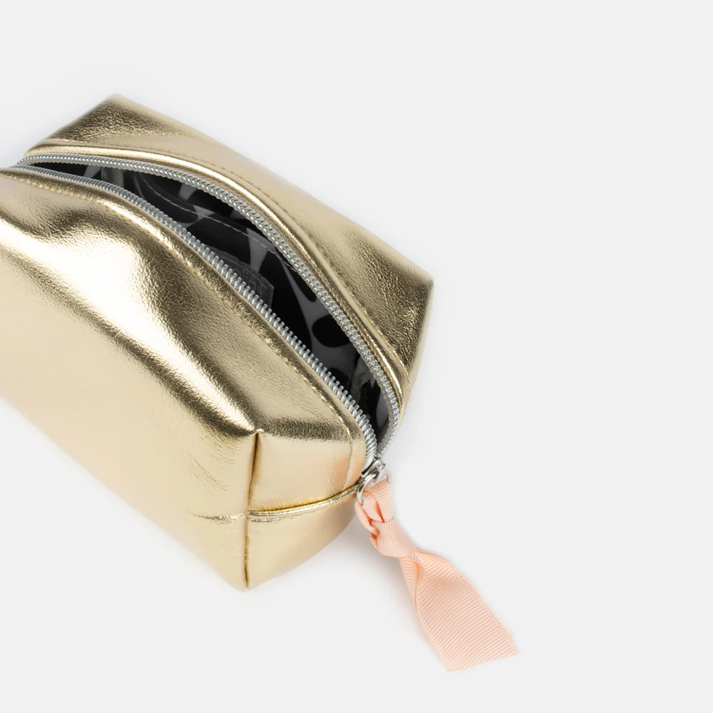 Caroline Gardner Gold Mini Cube Cosmetic Bag - Image 3