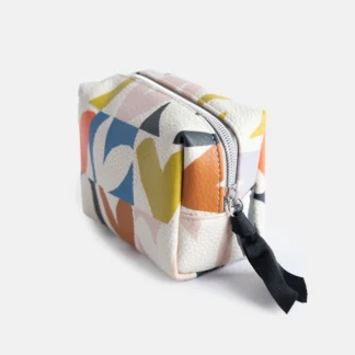 Caroline Gardner Multi Checkmate Hearts Mini Cube Cosmetic Bag