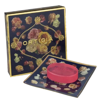 Ortigia Sicilia Rose Antiche Glass Plate and Single Soap