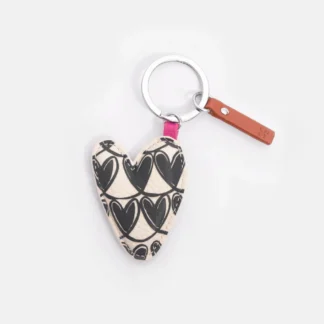 Caroline Gardner Monochrome Looped Hearts Keyring