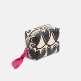 Caroline Gardner Monochrome Looped Hearts Ultra Mini Cube Cosmetic Bag