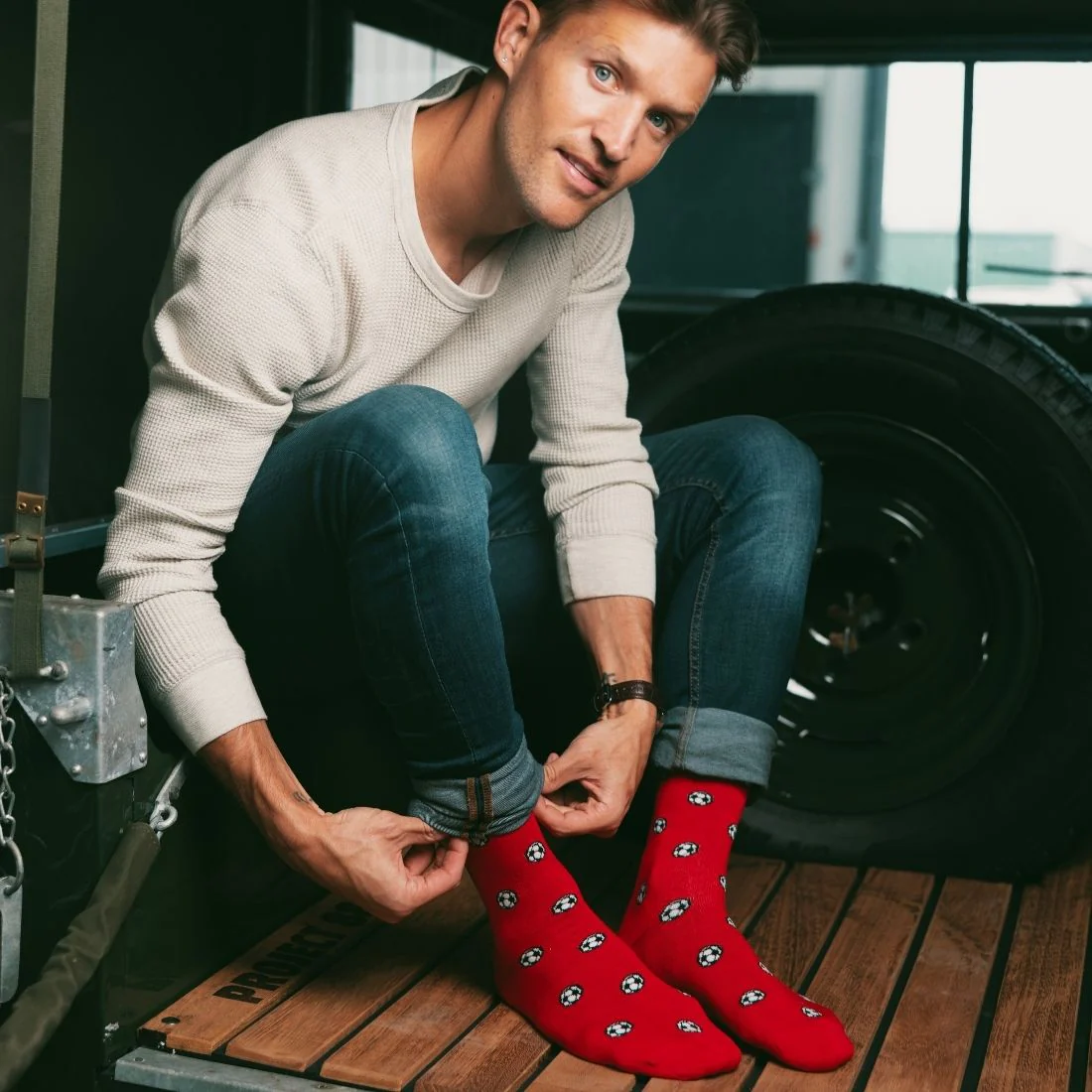 Swole Panda Red Football BAMBOO SOCKS size 7-11 - Image 4