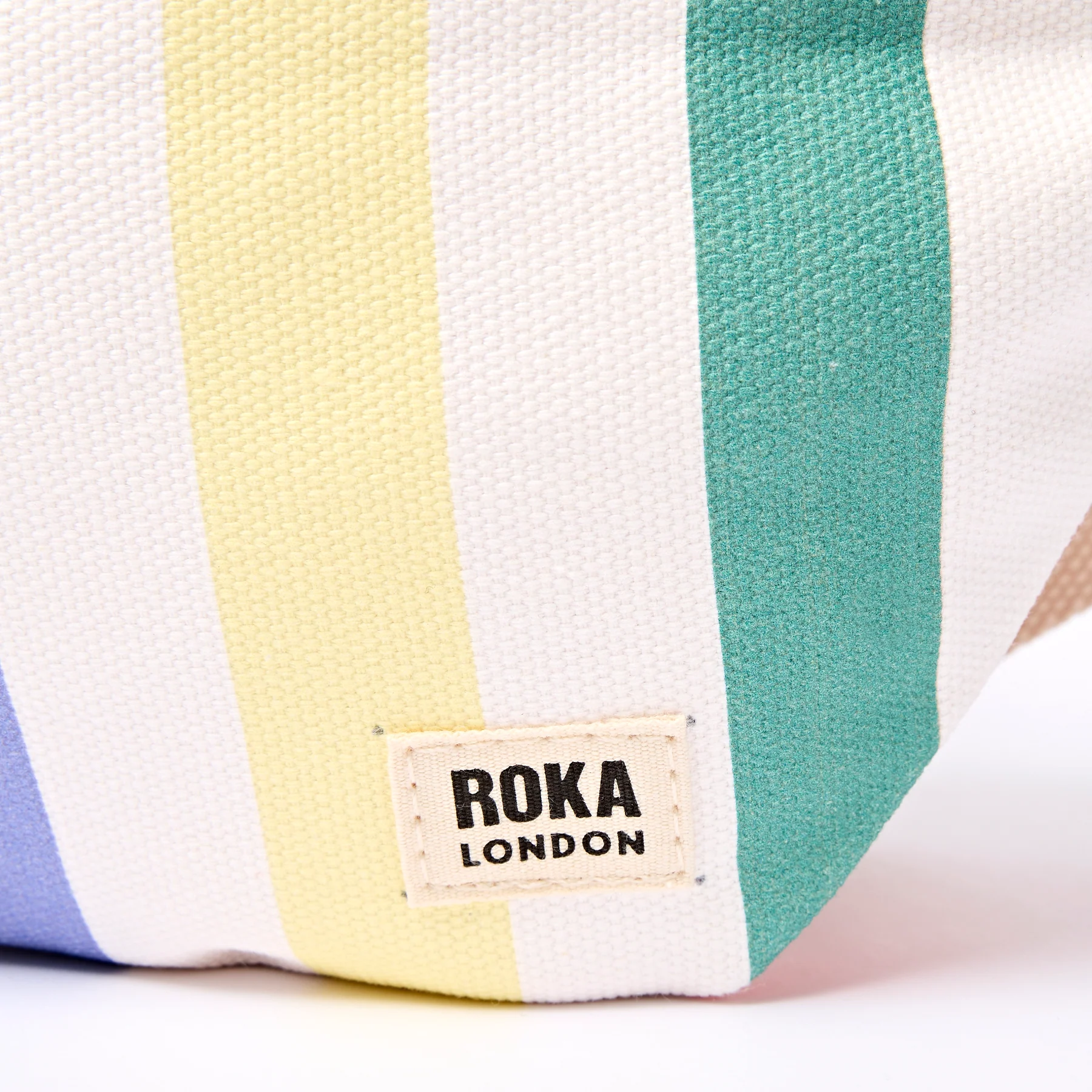 Roka Mill Hill Crossbody Bag in Pastel Multi Stripe Cotton Canvas - Image 8