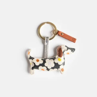 Caroline Gardner Multi Flower Print Sausage Dog Keyring