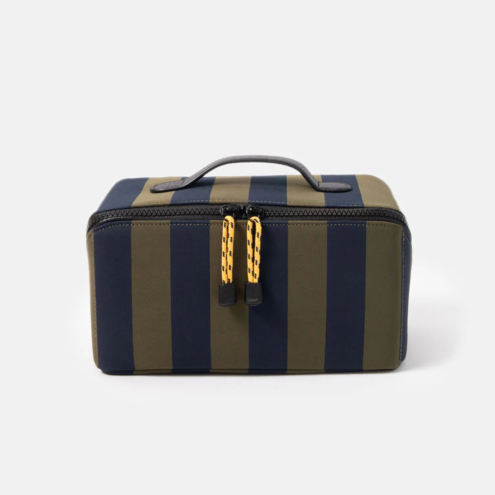 Caroline Gardner at Gifted - Khaki and Navy Stripe Lay Flat Bag