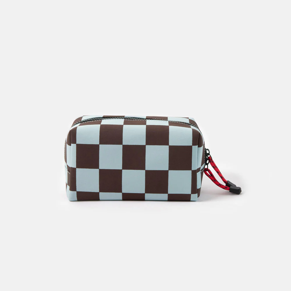 Caroline Gardner at Gifted - Wine and Blue Check Grooming Bag