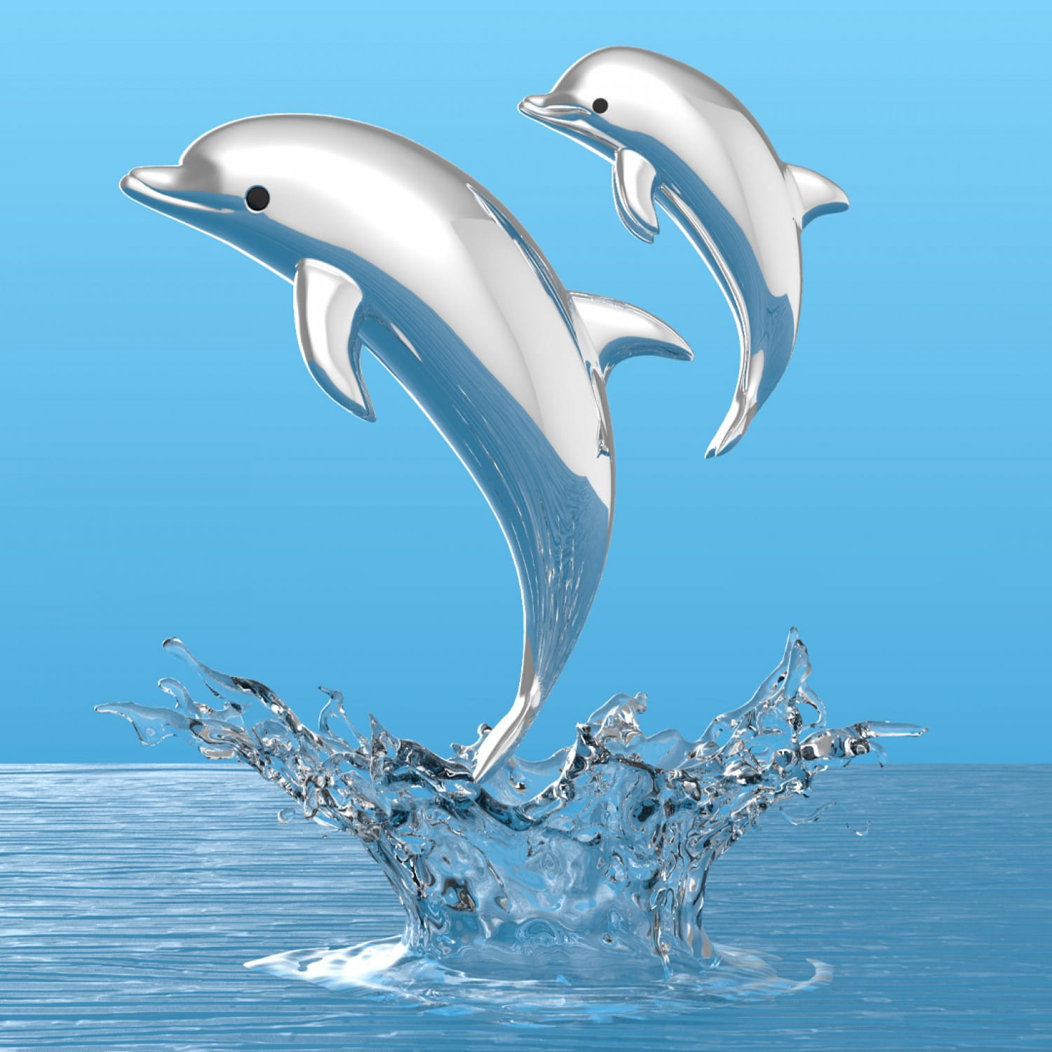 Metalmorphose - Silver Dolphin and Baby Keyring - Image 3