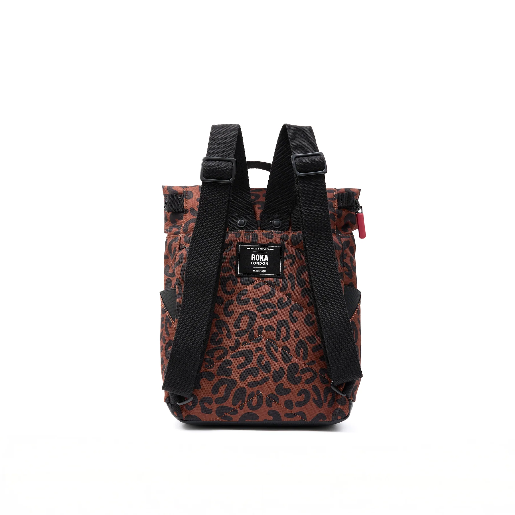 Roka Canfield B Recycled Nylon Backpack Small Scarlet Leopard - Image 3