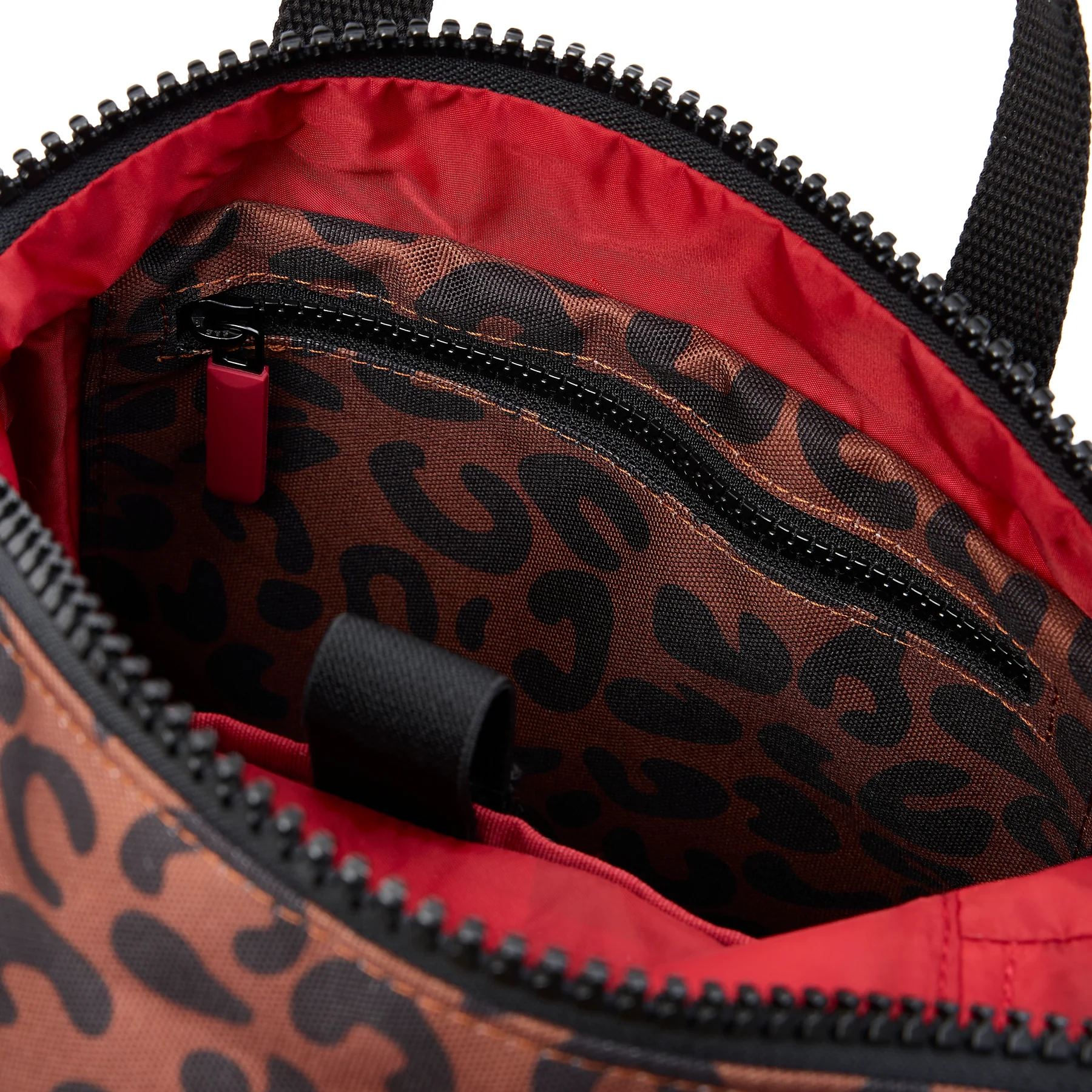 Roka Canfield B Recycled Nylon Backpack Small Scarlet Leopard - Image 6