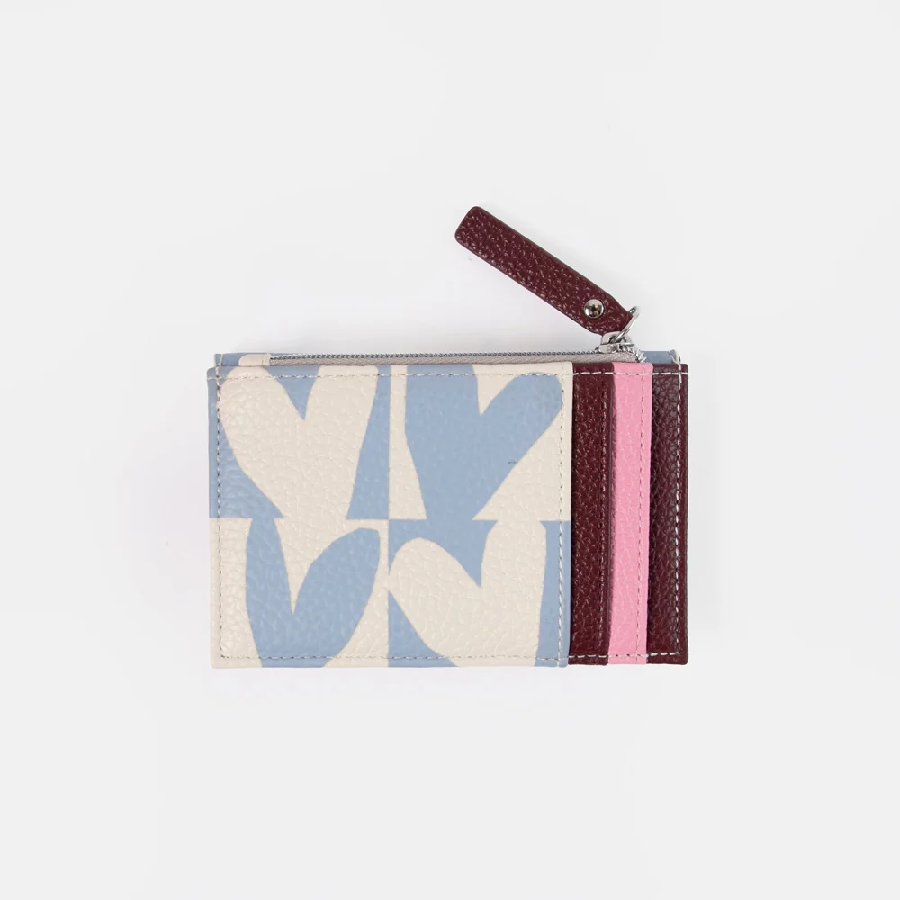 Caroline Gardner Blue Checkmate Hearts Card Holder Coin Purse - Image 3