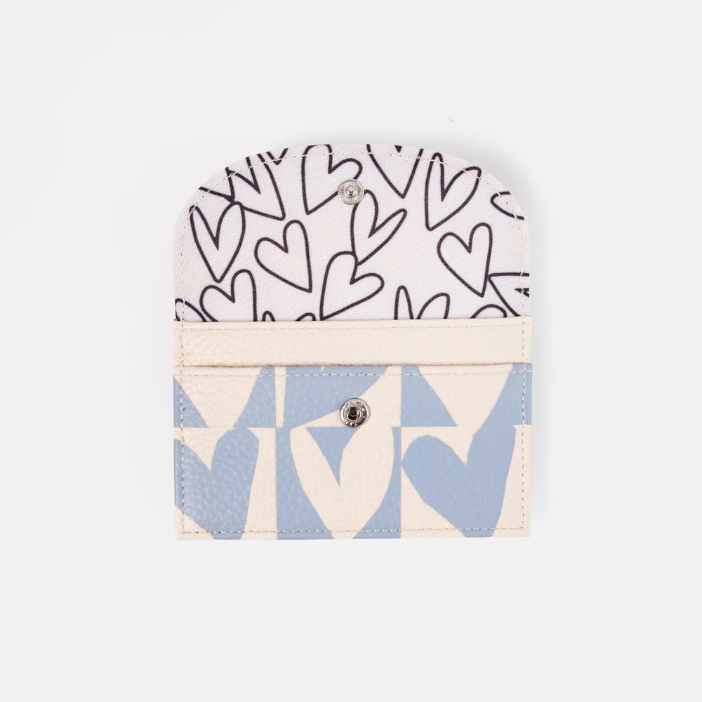 Caroline Gardner Blue Checkmate Hearts Card Holder Coin Purse - Image 4