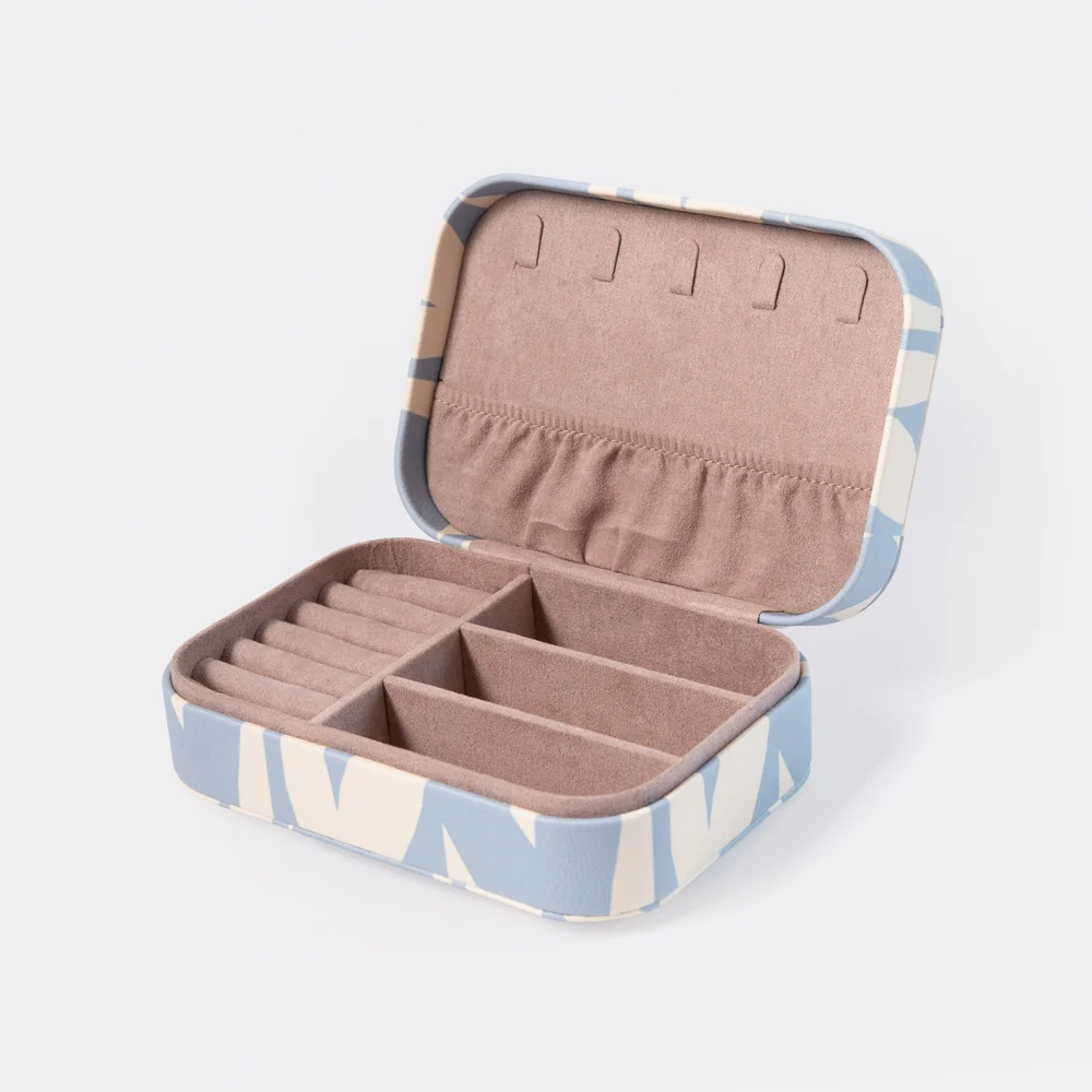 Caroline Gardner Blue Checkmate Hearts Jewellery Box - Image 3
