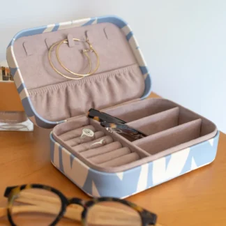 Caroline Gardner Blue Checkmate Hearts Jewellery Box