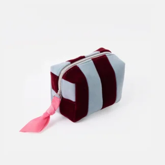 Caroline Gardner at Gifted Boston Spa - Blue and Wine Stripe Velvet Mini Cube Cosmetic Bag