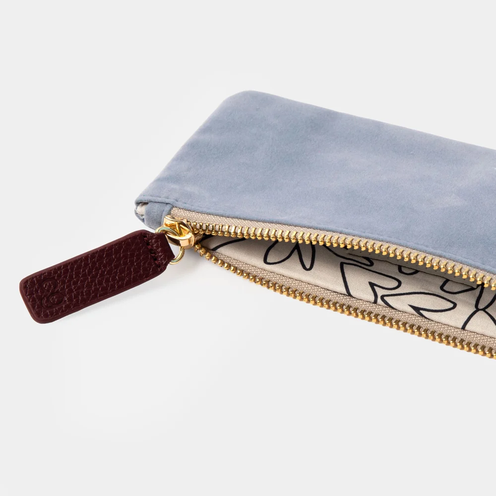 Caroline Gardner Blue Velvet Rectangle Pencil Case - Image 3