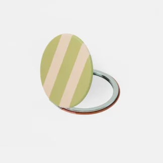 Caroline Gardner at Gifted Boston Spa - Pink and Green Multi Stripe Round Pocket Mirror