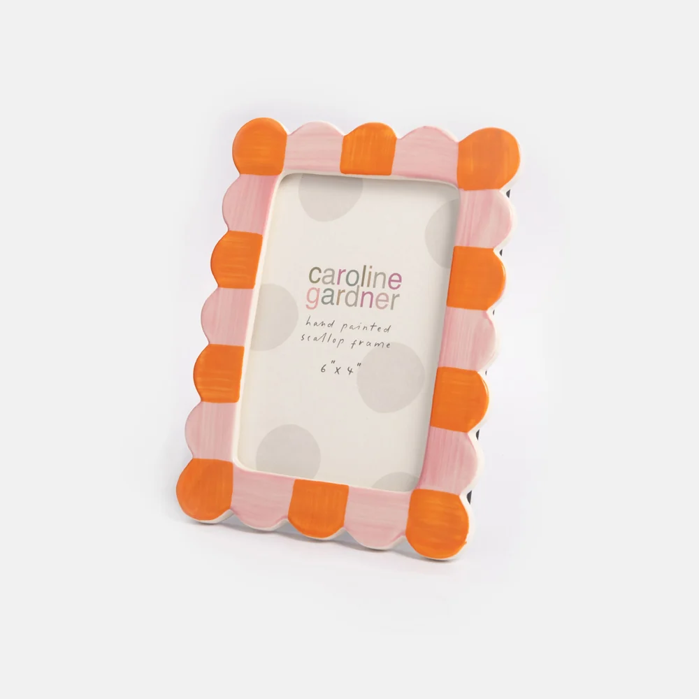Caroline Gardner Pink and Orange Scallop Edge Photo Frame 4x6 - Image 3