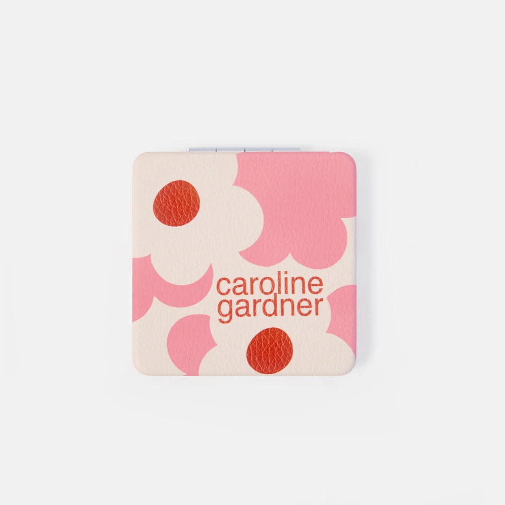 Caroline Gardner Pink Flower Square Pocket Mirror - Image 2