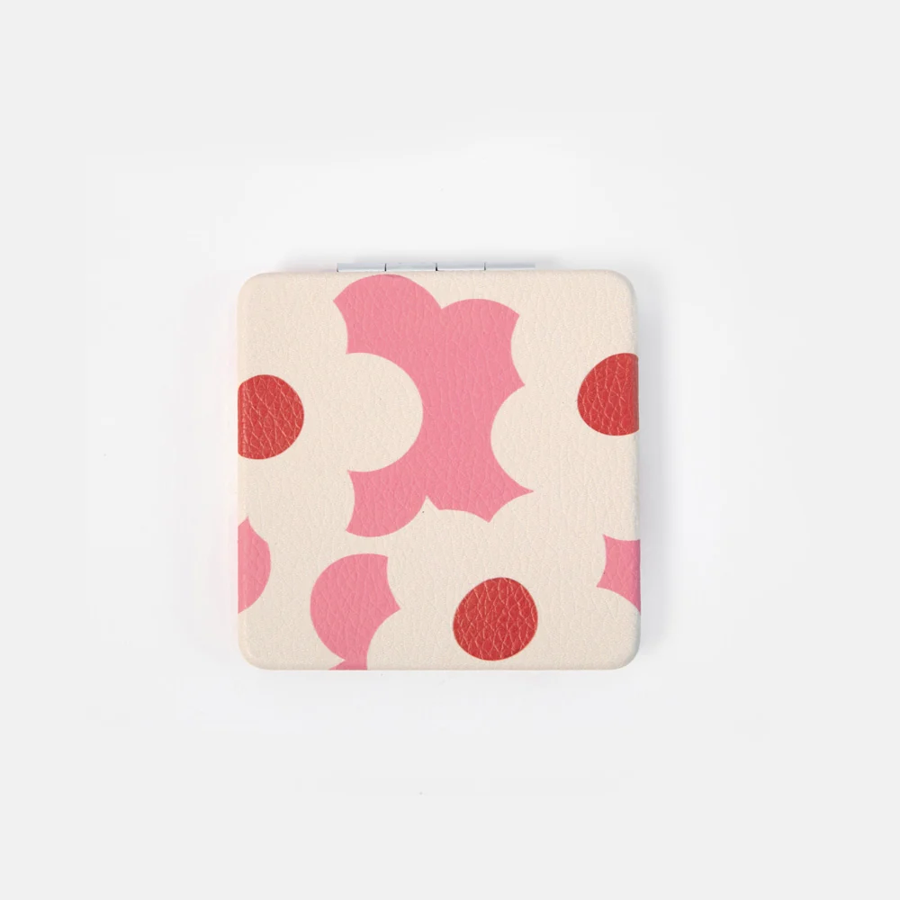 Caroline Gardner Pink Flower Square Pocket Mirror - Image 3