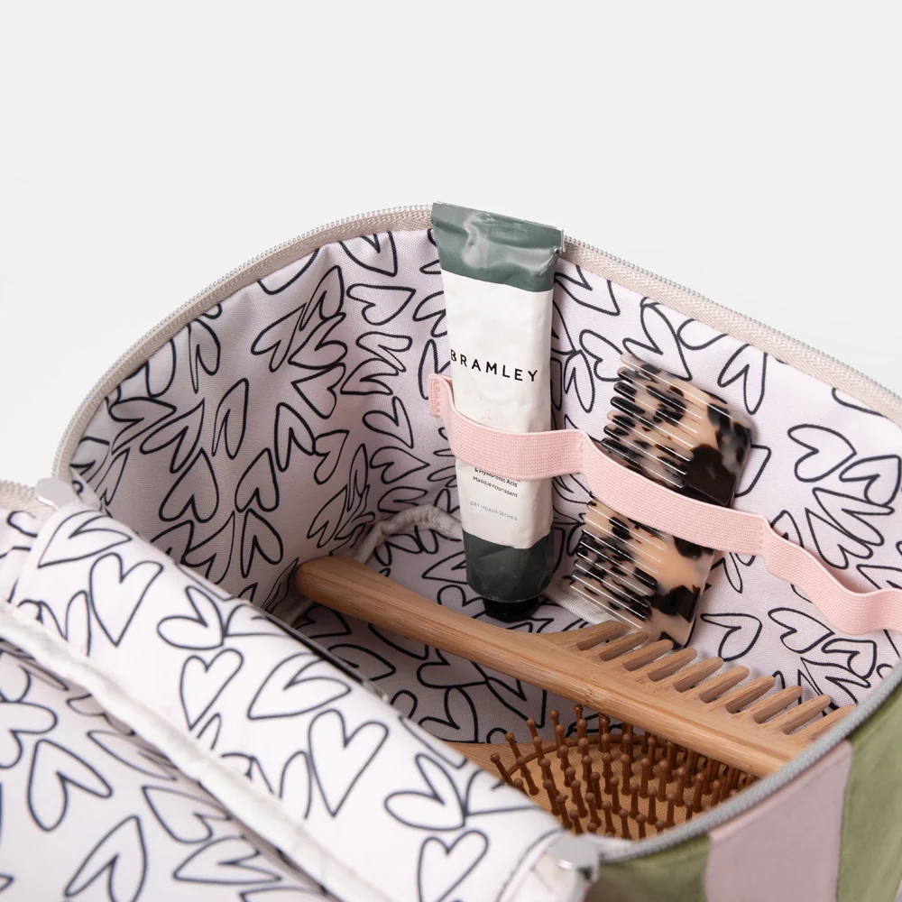 Caroline Gardner Pink and Green Stripe Vanity Case - Image 3