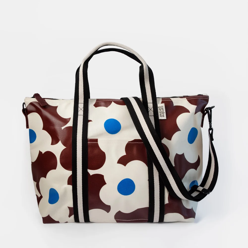 Caroline Gardner Wine Flower Coated Weekend Bag - Image 2
