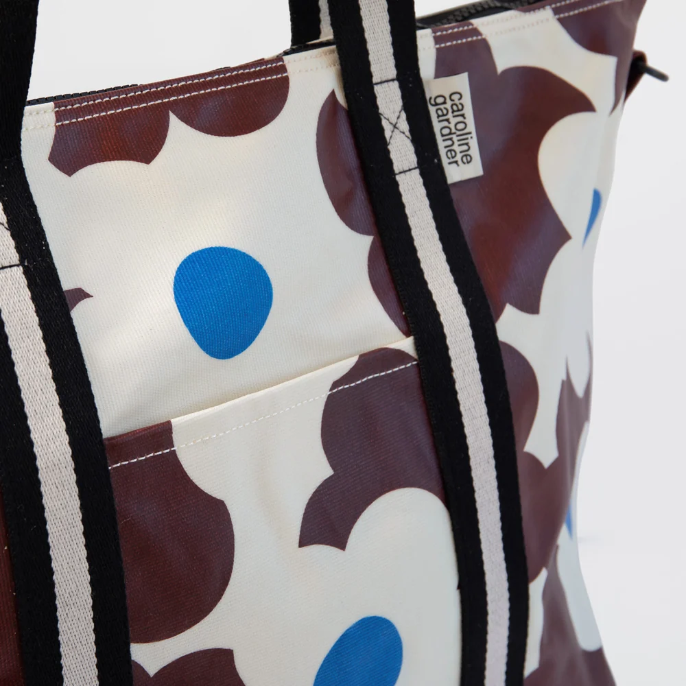 Caroline Gardner Wine Flower Coated Weekend Bag - Image 4