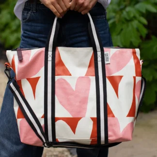 Caroline Gardner at Gifted Boston Spa - Weekend Bag Pink Orange Hearts
