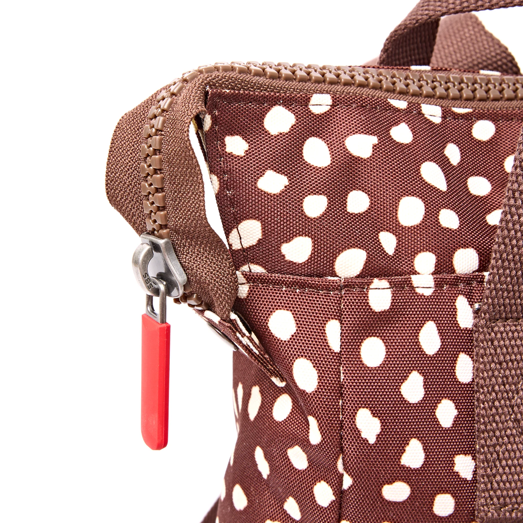 Roka Bantry B Recycled Canvas Backpack Small in Brown Dot - Image 6