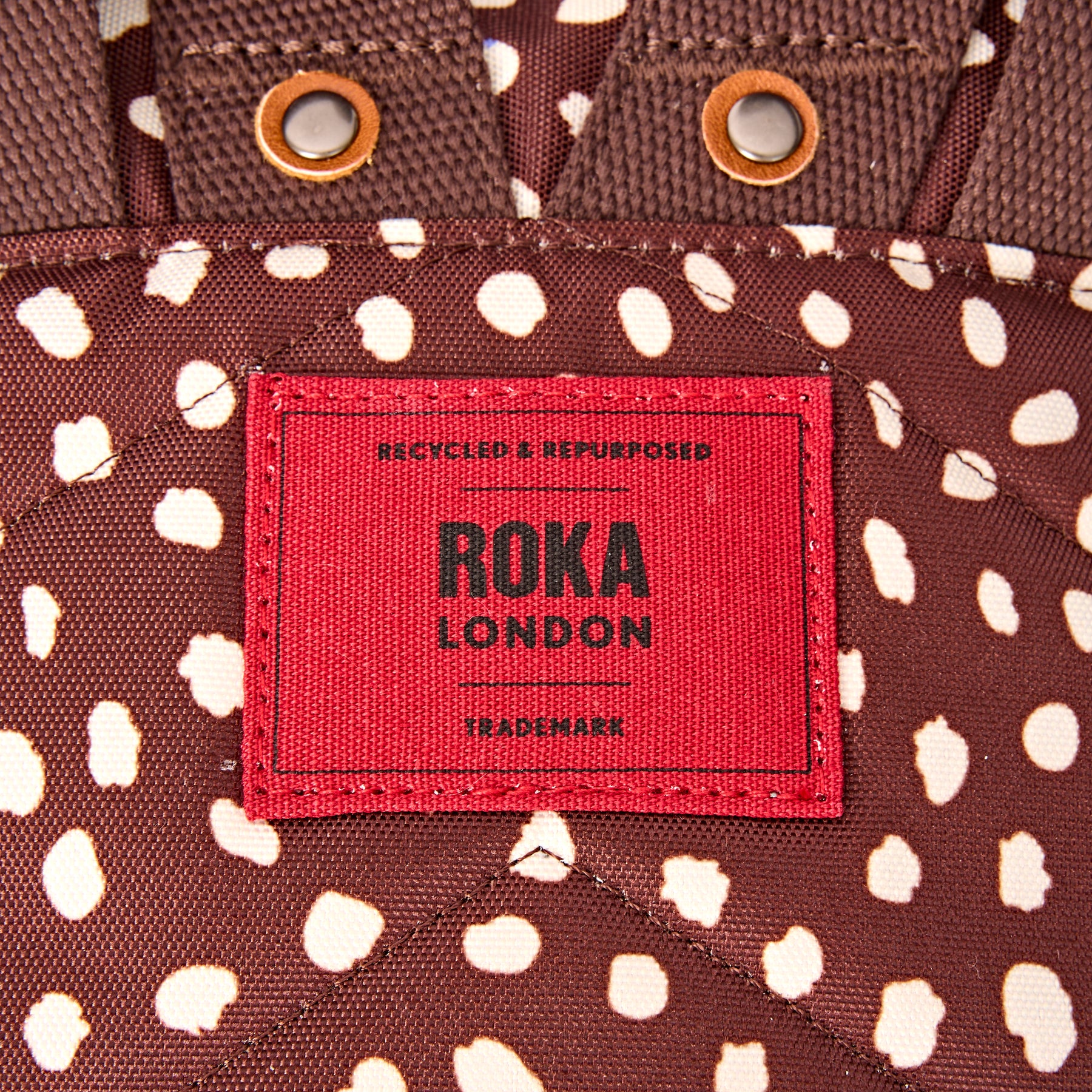 Roka Bantry B Recycled Canvas Backpack Small in Brown Dot - Image 7